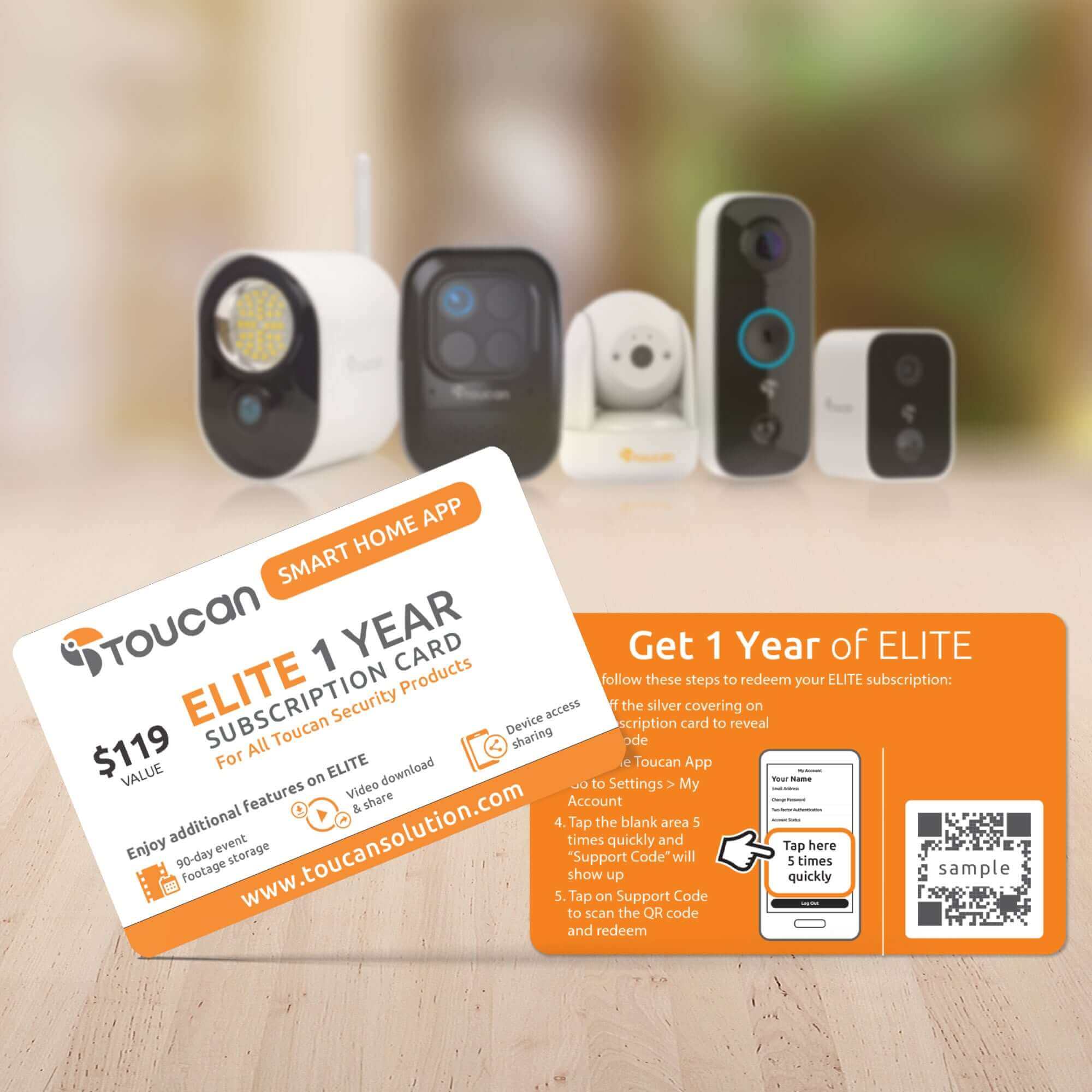 Toucan Smart Home App Elite 1 Year Subscription -Toucan Shield Plan Elite - 1 Year Subscription Card - All Devices + Extended Features