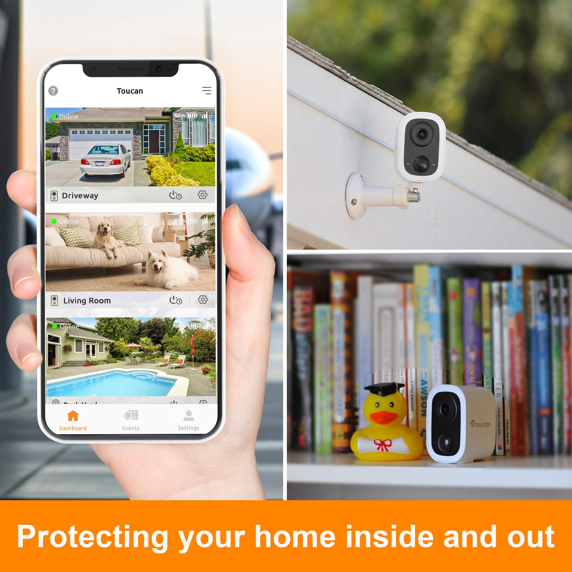 Toucan Wireless Security Camera S4 2-Pack – 2K Indoor/Outdoor Cameras, No Hub, No Monthly Fees