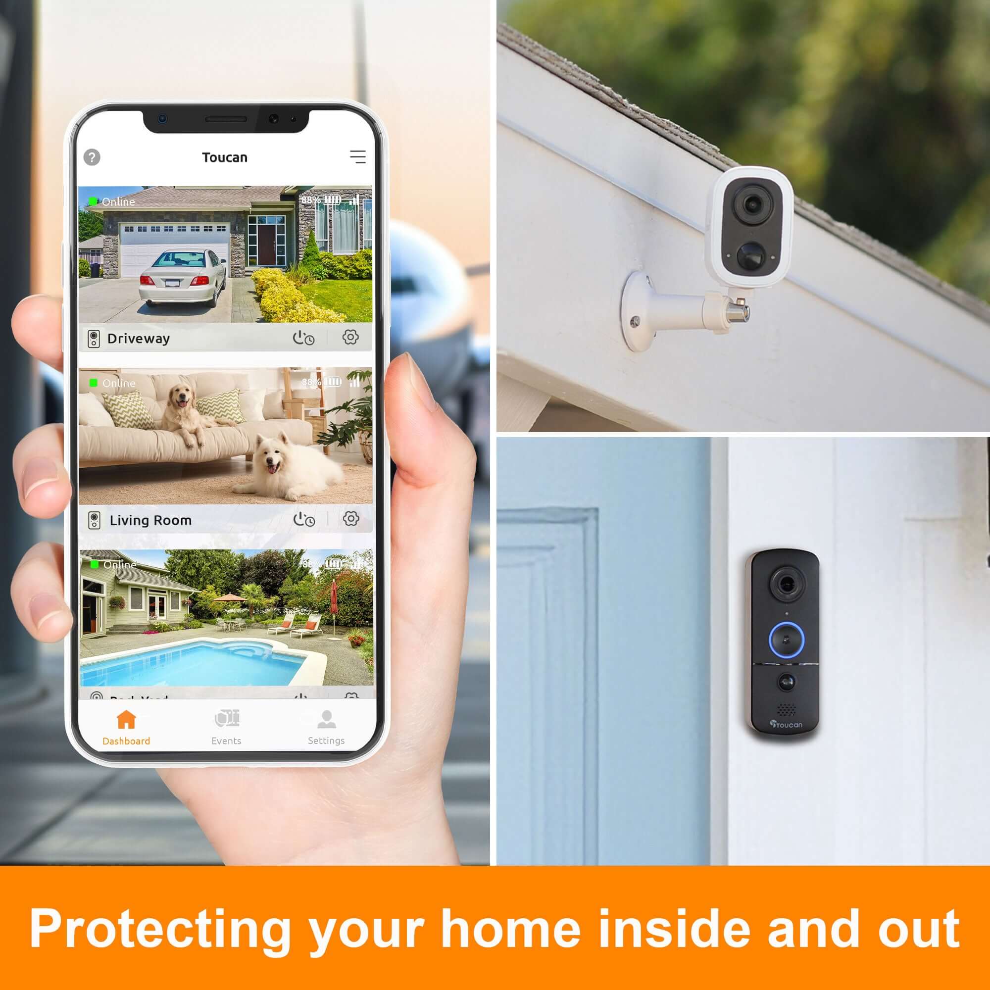 Home Security Systems|Wireless Security Camera S4 and Wireless Video Doorbell | Toucan Wireless Security Camera S4 and Wireless Video Doorbell V3 Bundle