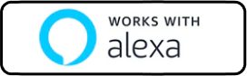 Logo with 'works with Alexa' text on a white background