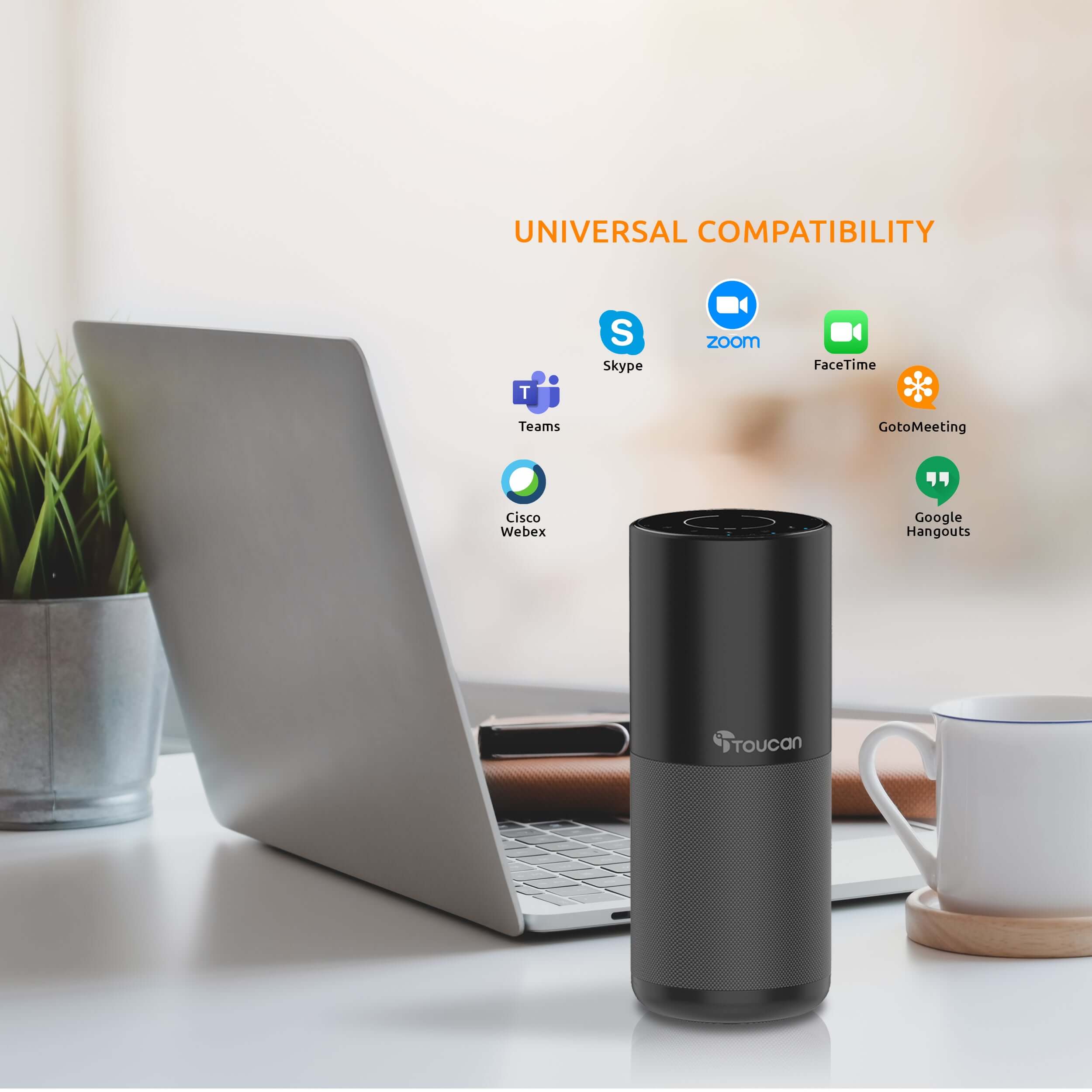 Toucan S100 Conference Speaker – Bluetooth Speakerphone with Microphones, Plug & Play