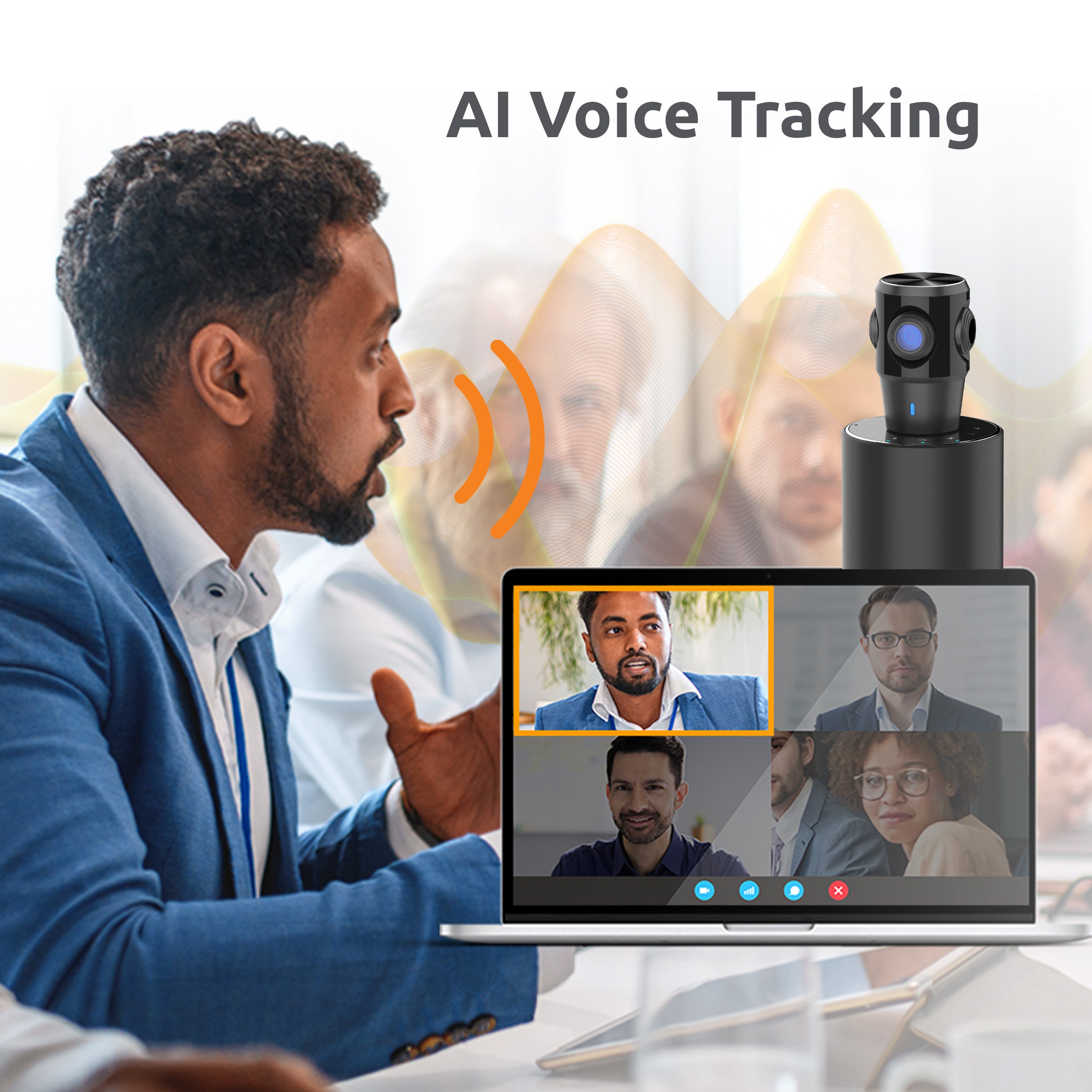 Toucan SC360 Video Conference System – 1080p 360° Camera, AI Voice Tracking, Plug & Play
