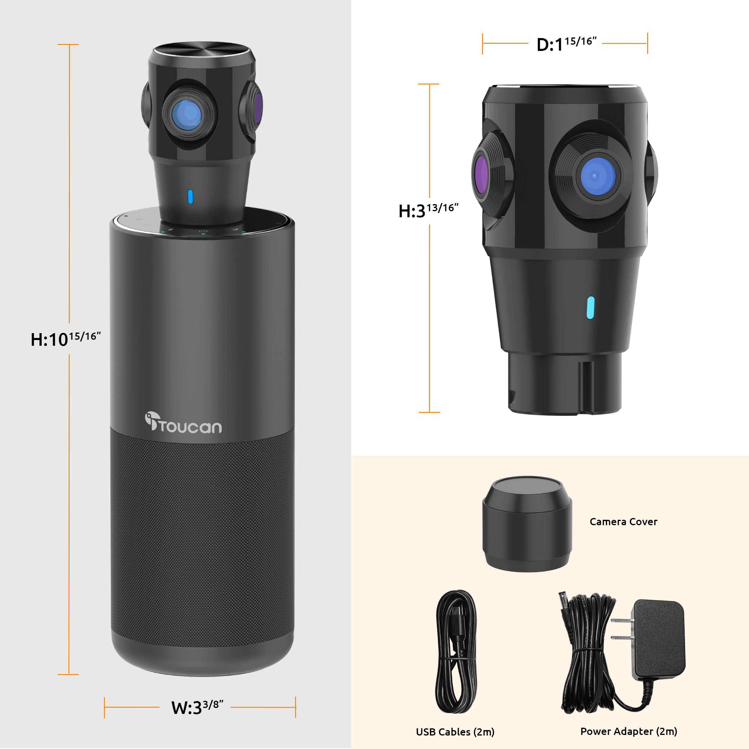 Toucan SC360 Video Conference System – 1080p 360° Camera, AI Voice Tracking, Plug & Play