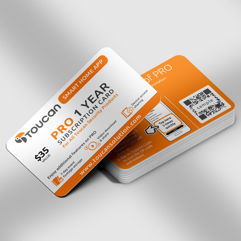 Toucan Smart Home App Pro 1 Year Subscription Card