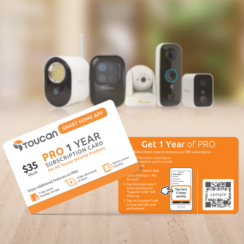 Toucan Smart Home App Pro 1 Year Subscription Card
