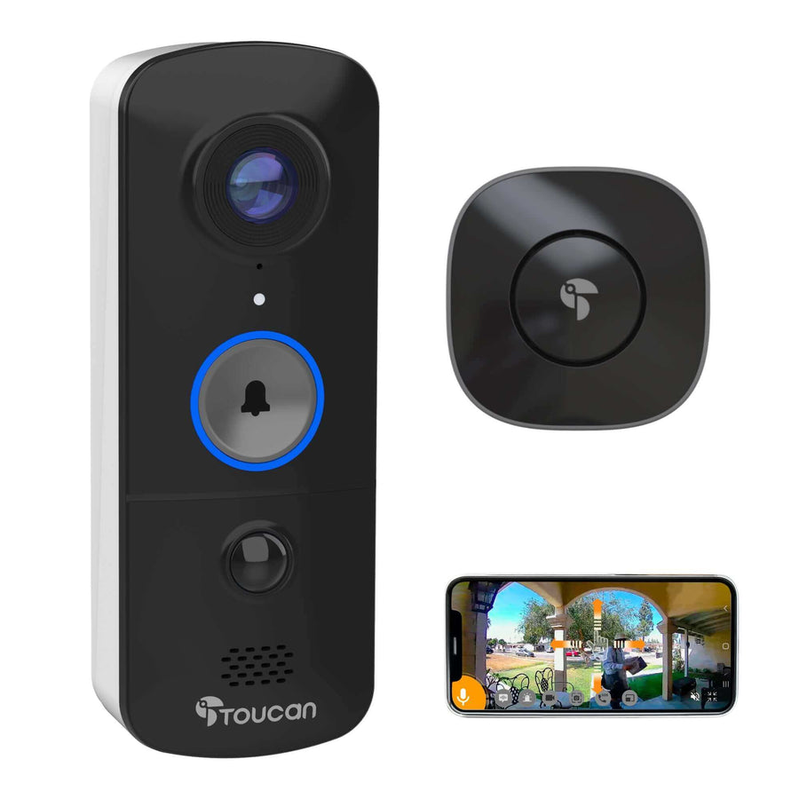 Toucan V3 wireless video doorbell with an indoor wireless chime