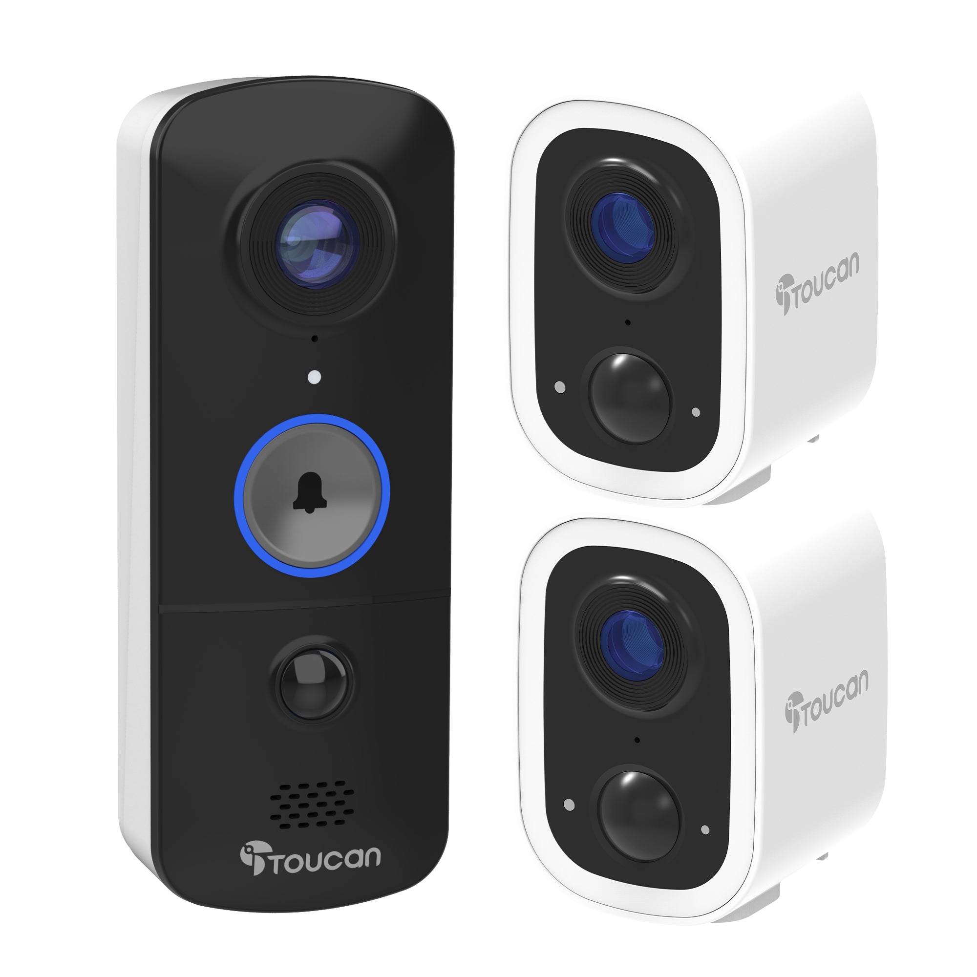 Toucan Wireless Security Camera S4 2 Pack and Wireless Video Doorbell V3D Bundle