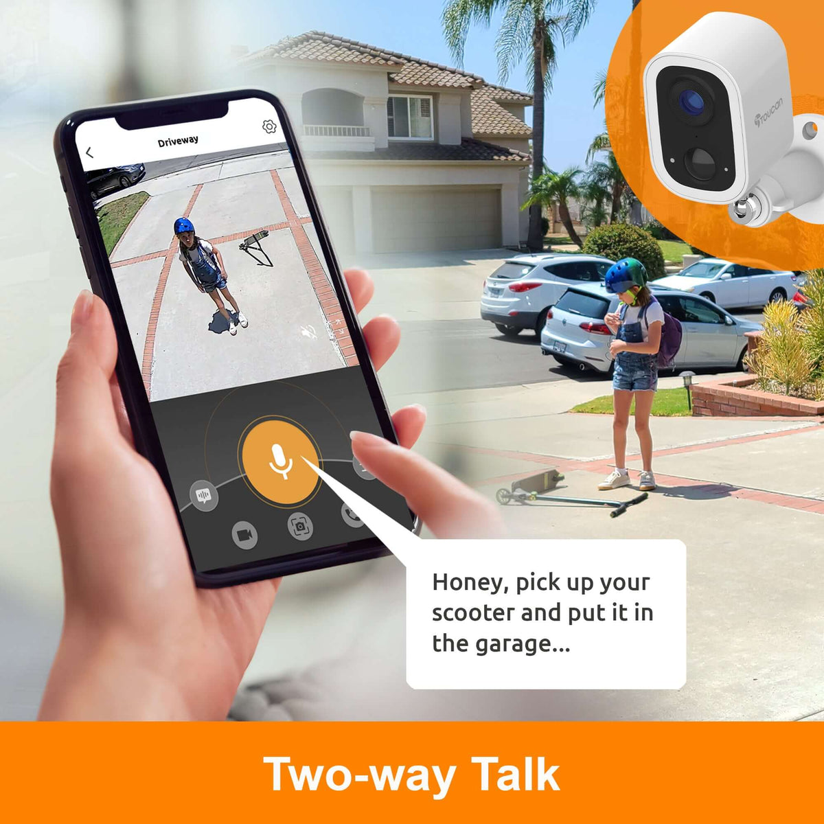 Toucan S4 two-way talk shown through the smartphone app