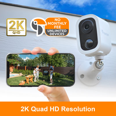 Toucan Wireless Security Camera S4 2 Pack and Wireless Video Doorbell V3D and Solar Wireless Security Camera Bundle