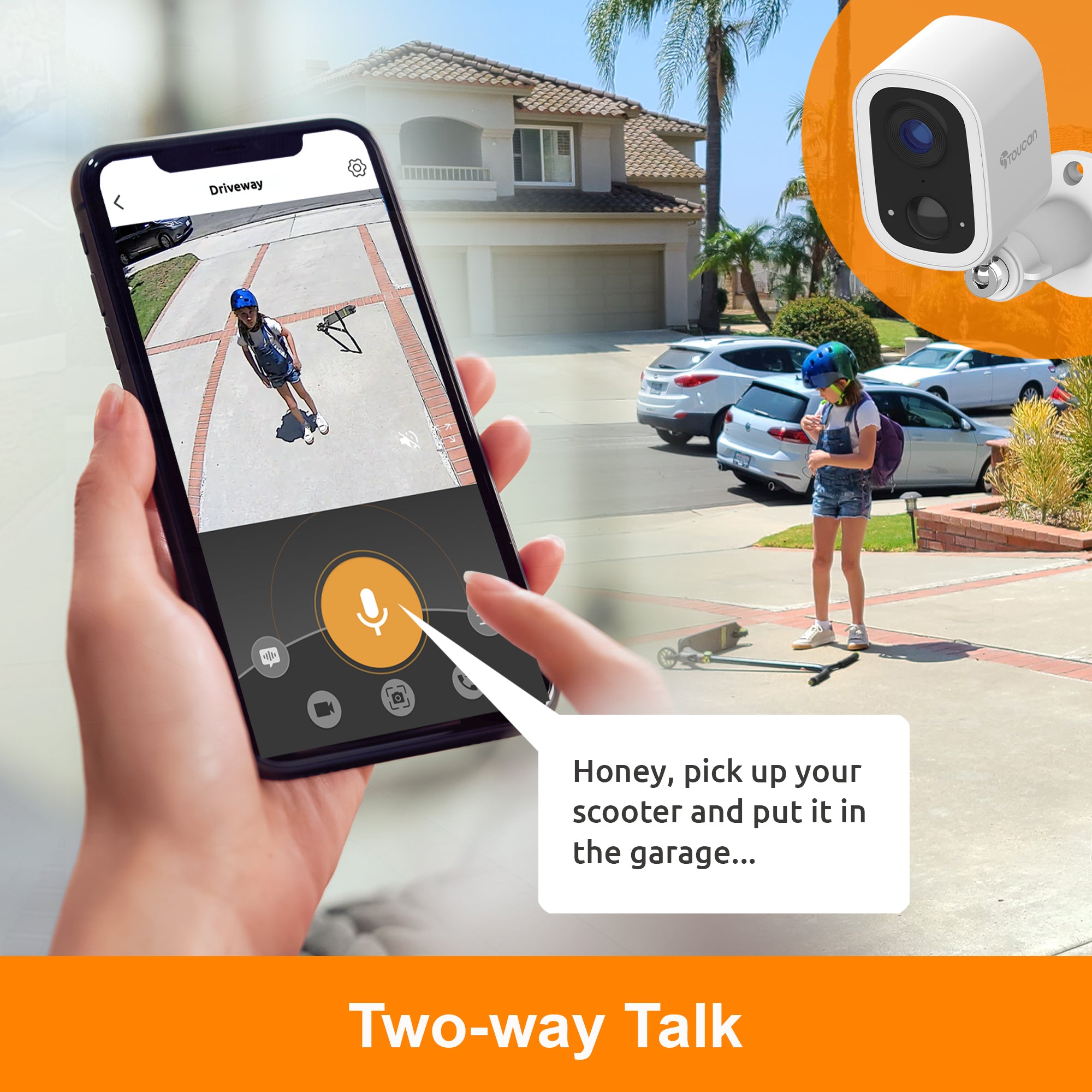 Toucan Wireless Security Camera S4 2 Pack and Wireless Video Doorbell V3D and Solar Wireless Security Camera Bundle