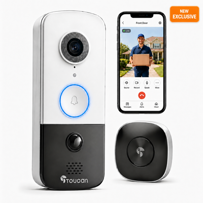 Toucan Wireless Video Doorbell V3 + Chime  - White Edition