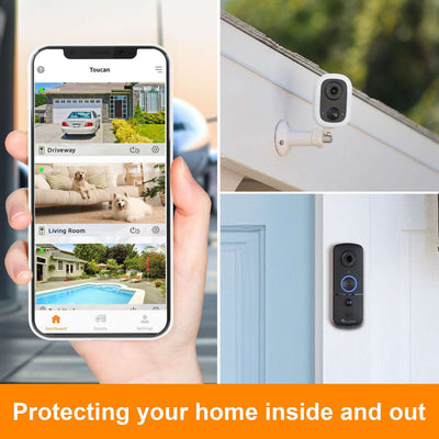 Home Security Systems|Wireless Security Camera S4 and Wireless Video Doorbell | Toucan Wireless Security Camera S4 and Wireless Video Doorbell V3 Bundle