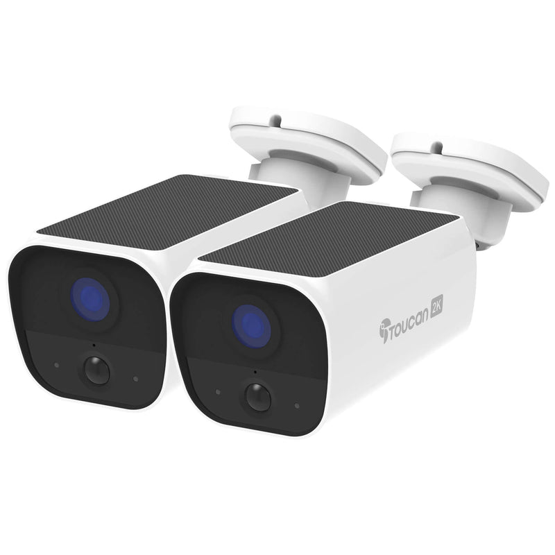Two Toucan S5 wireless solar security cameras
