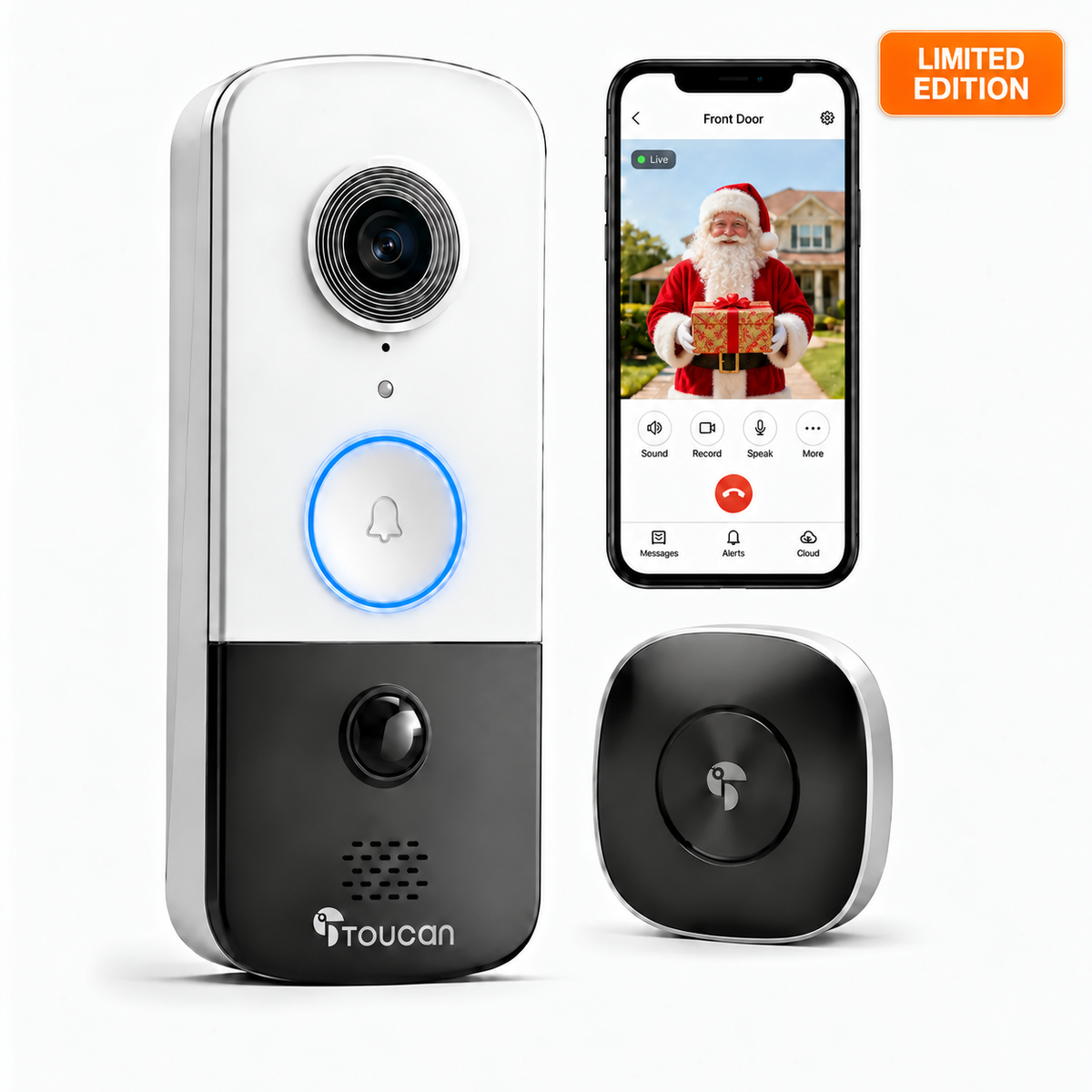 Toucan Wireless Video Doorbell V3 + Chime  - White Edition