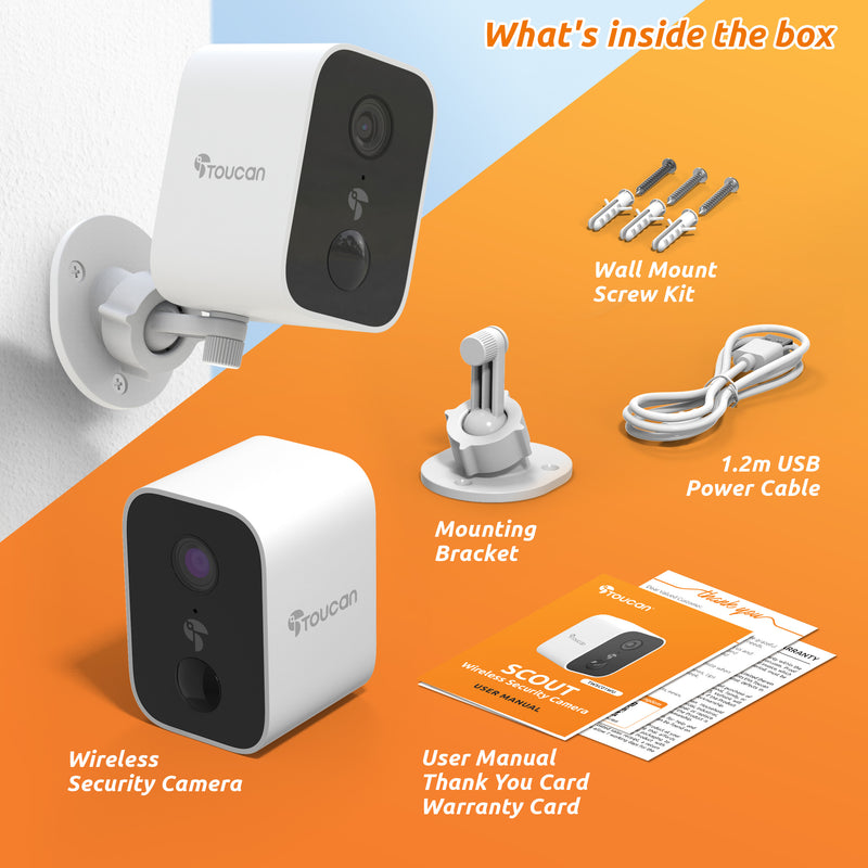 Toucan Scout Wireless Security Camera and Seek Indoor Pan & Tilt Security Camera Bundle