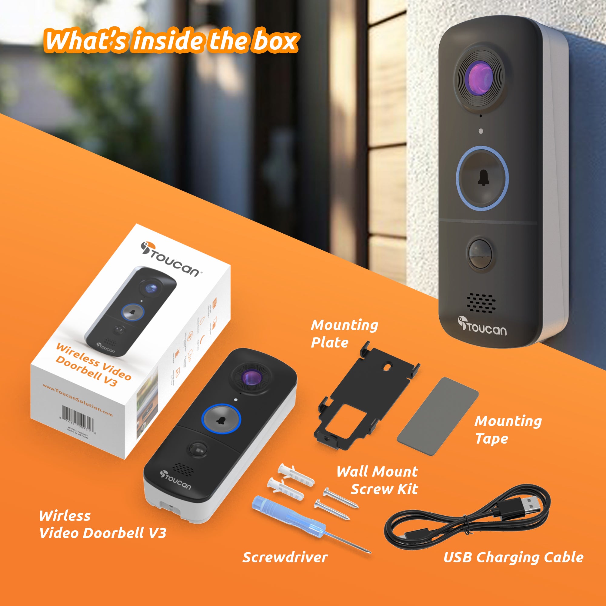 Toucan Wireless Video Doorbell V3D (New) (without Chime)
