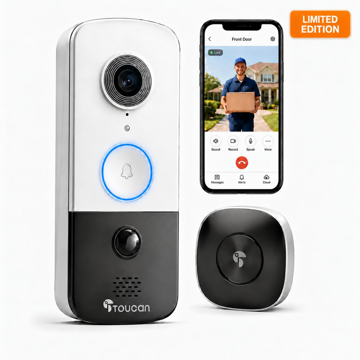 Toucan Wireless Video Doorbell V3 + Chime  - White Edition
