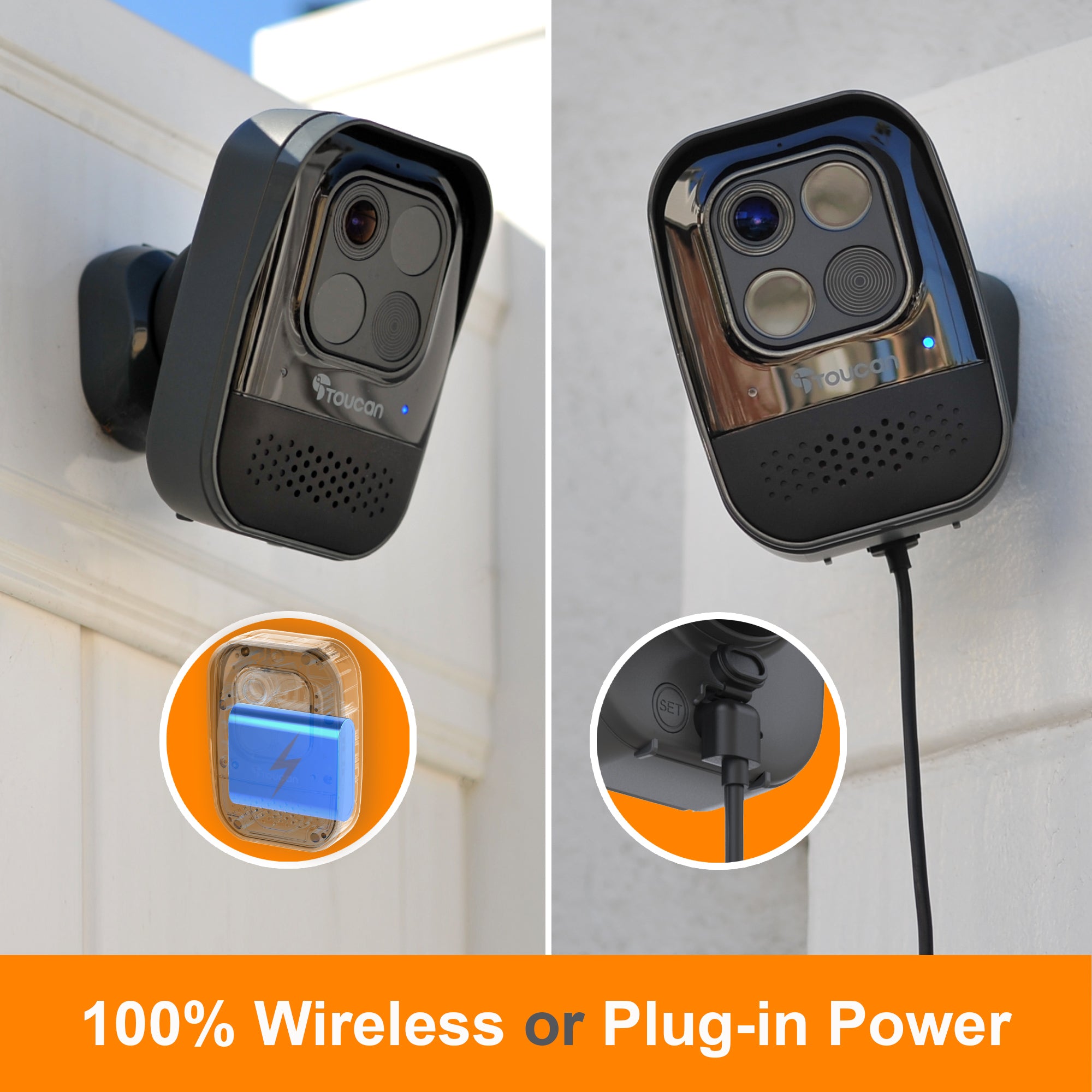 Wireless Security Camera  & Power Supply Bundle | Toucan -Toucan Wireless Security Camera Pro & Power Cable with Power Supply Bundle