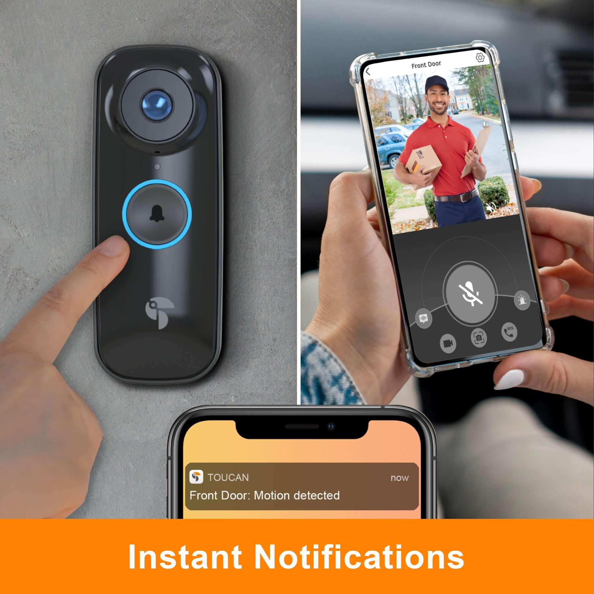 Home Security Systems -|Toucan Wireless Video Doorbell PRO & Toucan Wireless Security Camera PRO & Toucan Floodlight Security Camera Bundle-Toucan Wireless Video Doorbell PRO Includes Wireless Doorbell Chime | Floodlight Security Camera | Video Doorbell | Security Camara | Toucan Solution | Wireless Video Doorbell | Toucan Wireless Video Doorbell PRO & Toucan Wireless Security Camera PRO Bundle