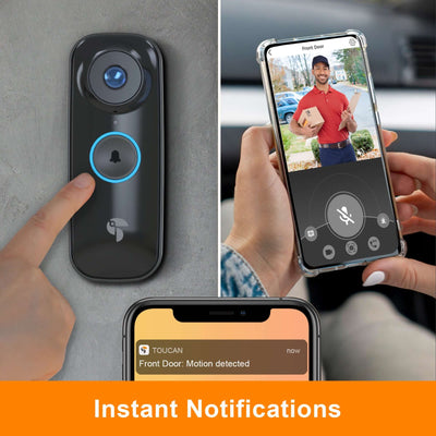 Home Security Systems -|Toucan Wireless Video Doorbell PRO & Toucan Wireless Security Camera PRO & Toucan Floodlight Security Camera Bundle-Toucan Wireless Video Doorbell PRO Includes Wireless Doorbell Chime | Floodlight Security Camera | Video Doorbell | Security Camara | Toucan Solution | Wireless Video Doorbell | Toucan Wireless Video Doorbell PRO & Toucan Wireless Security Camera PRO Bundle