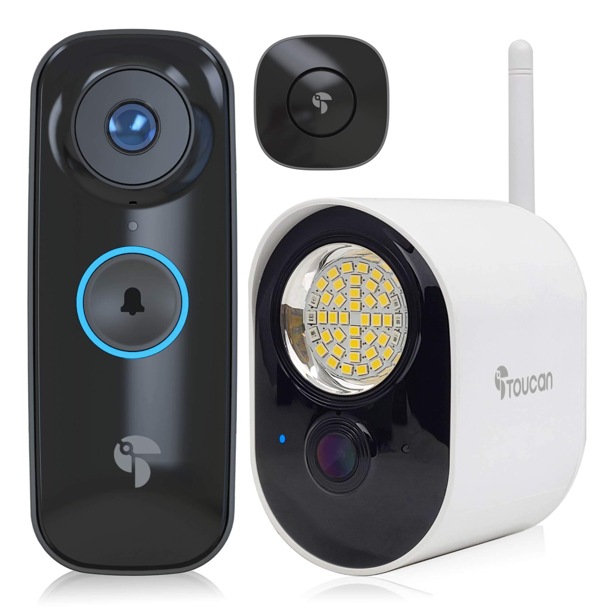 Home Security Systems -|Toucan Wireless Video Doorbell | Toucan Wireless Video Doorbell PRO & Toucan Floodlight Security Camera Bundle