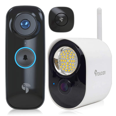 Home Security Systems -|Toucan Wireless Video Doorbell | Toucan Wireless Video Doorbell PRO & Toucan Floodlight Security Camera Bundle