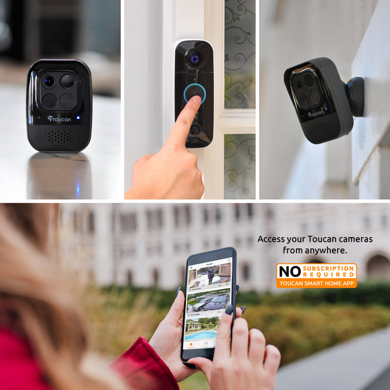 Toucan Wireless Security Camera PRO 3-Pack and Wireless Video Doorbell Bundle