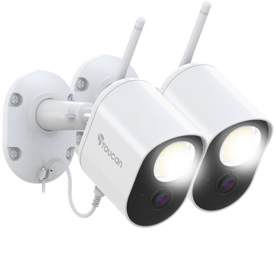 Toucan Floodlight Security Camera 2-Pack – 1080p HD, 1200 Lumen Lights, Radar Detection