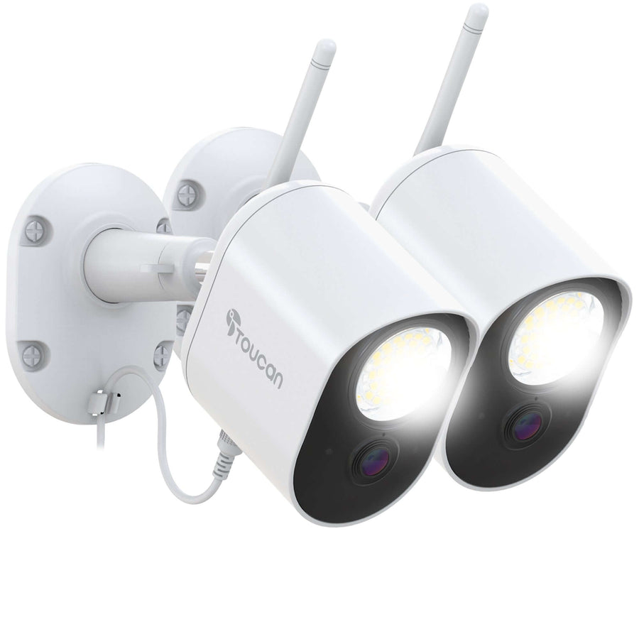 Two Toucan outdoor floodlight security cameras