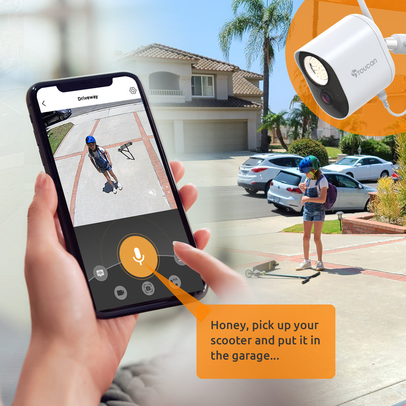 Toucan Security Floodlight Camera & Wireless Video Doorbell Includes Doorbell Chime Bundle