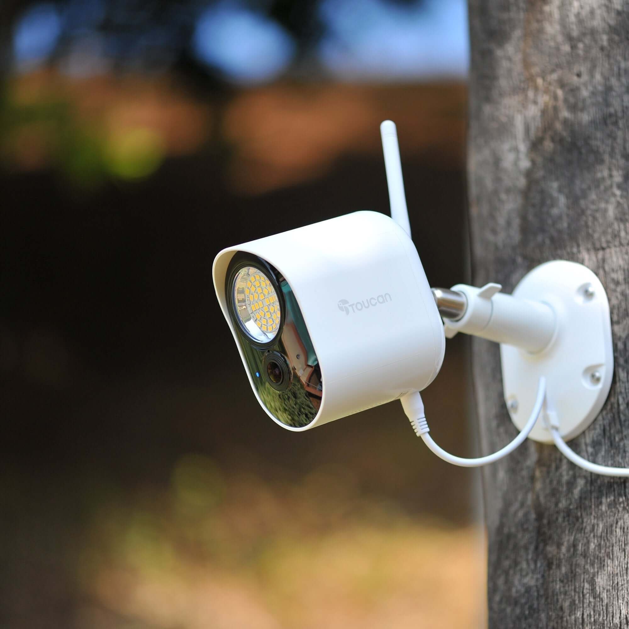 Security Floodlight Camera on wall