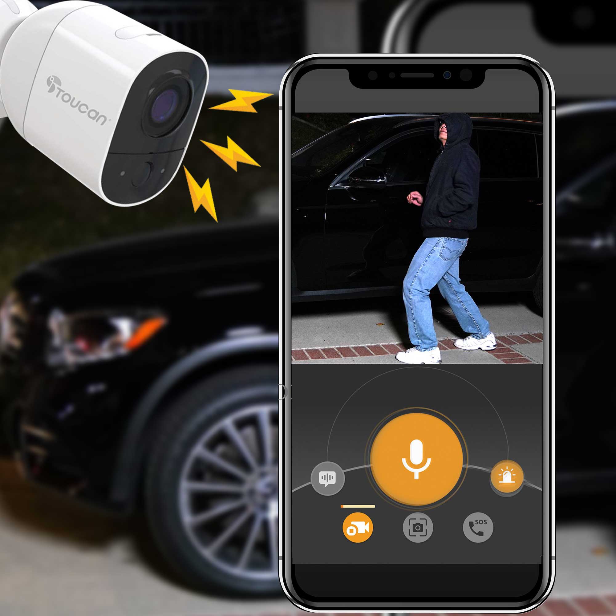 Siren alarm with outdoor camera | Security Camera Extra Large Rechargeable Battery