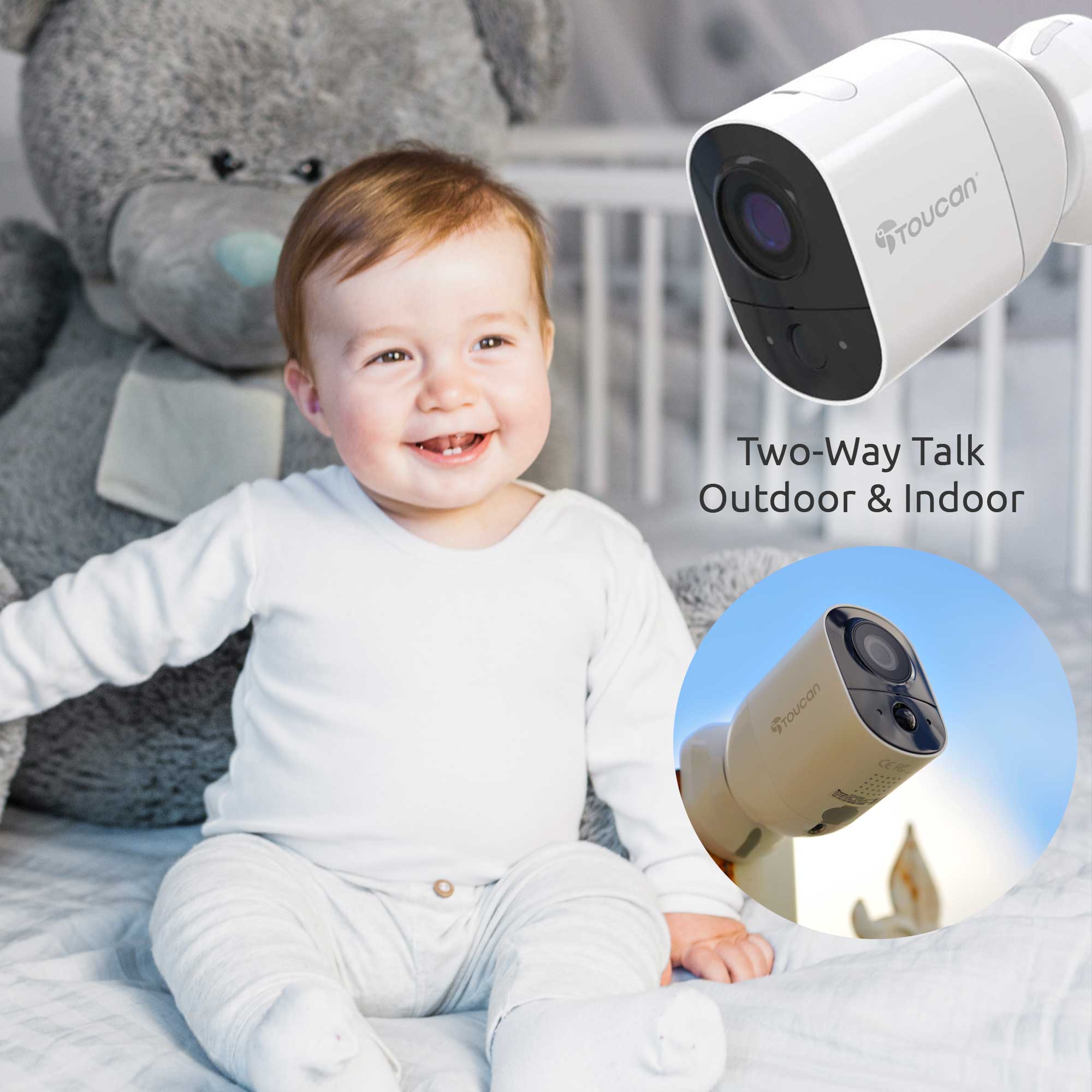 Two way audio with Toucan Camera | Security Camera Extra Large Rechargeable Battery
