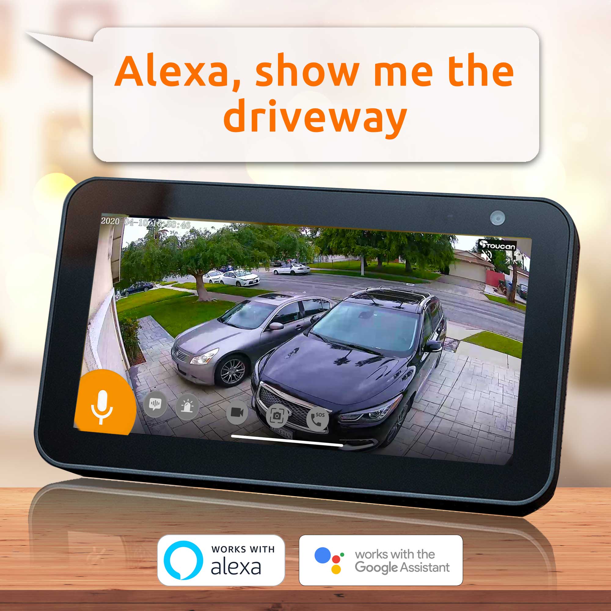 Alexa Echo Show Compatible Security Camera | Security Camera Extra Large Rechargeable Battery