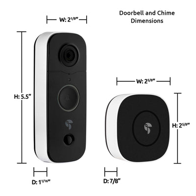 Wireless Doorbell Camera size | Toucan Wireless Video Doorbell Includes Wireless Doorbell Chime